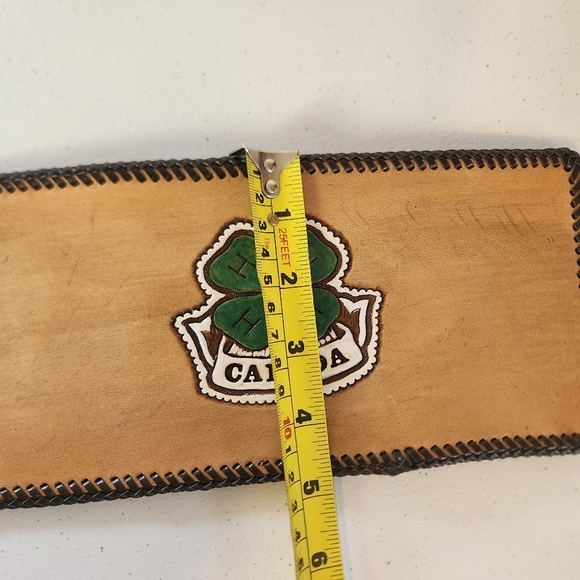 Vintage Tooled Brown Leather Wallet Mens Handmade 1970s 70s 4H Canada Western - Picture 6 of 6